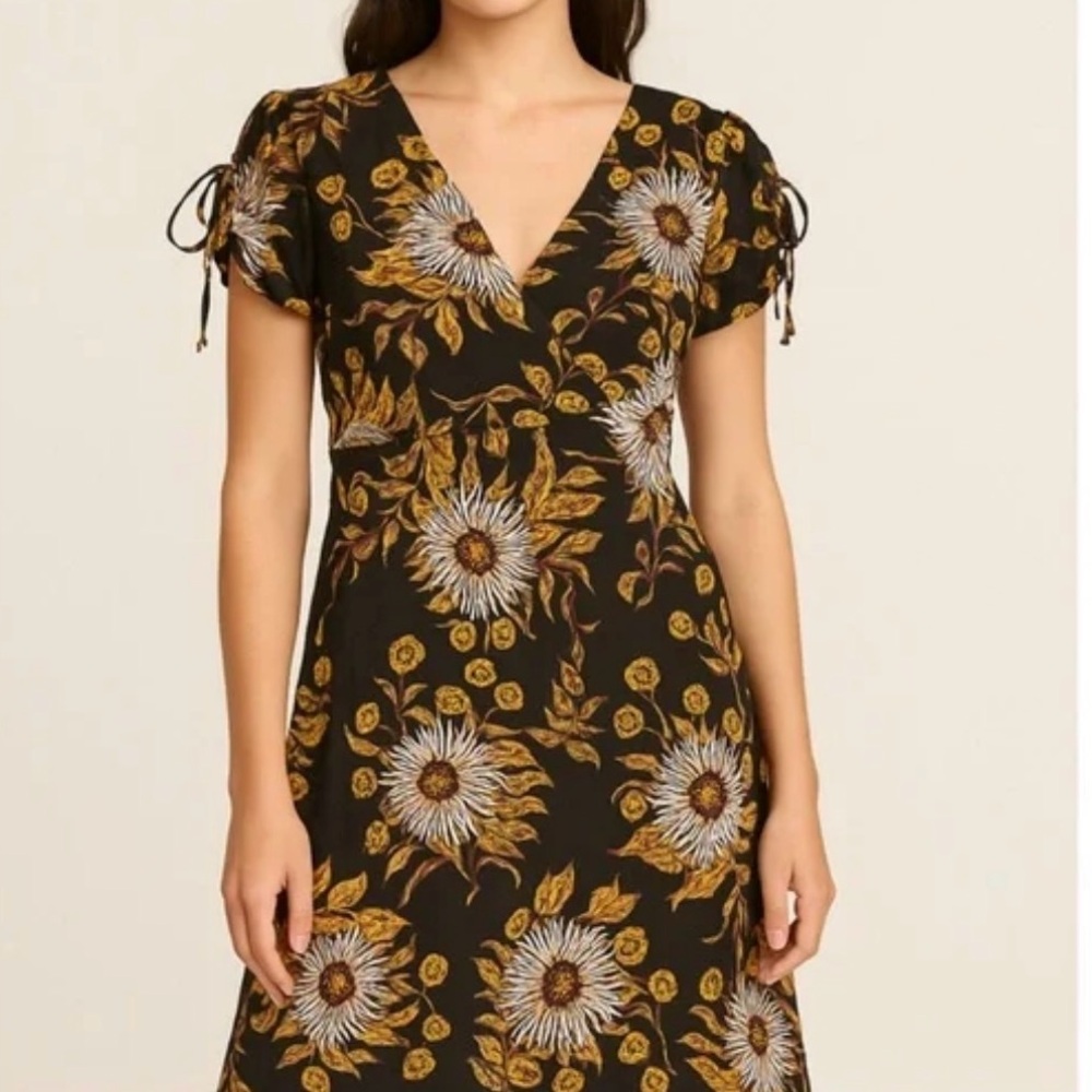 Madewell Black and Gold Floral Mini Dress